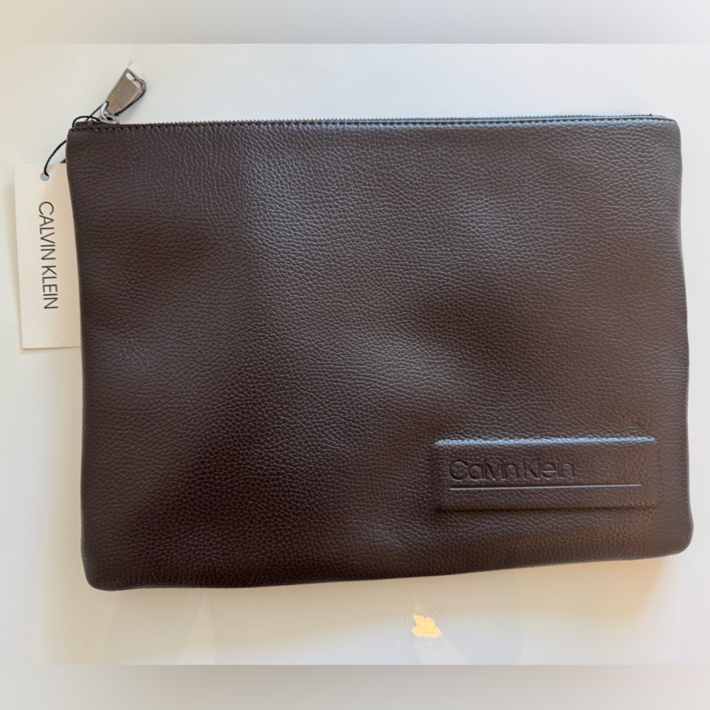 Calvin Klein Rich Brown Leather Pouch